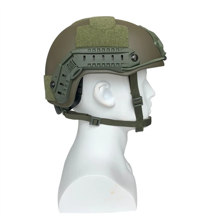 Green Aramid Military Bullet Proof Helmet With Accessory Rail Connectors